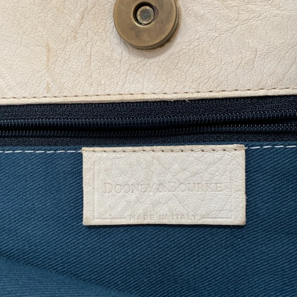 Dooney & Bourke Ivory Leather Whipstitched Large Hobo Shoulder Bag Made in Italy